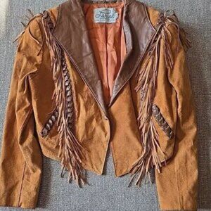 Lariat Leather Suede Cowgirl Southwest Fringe Vintage Western Jacket Wmns Medium